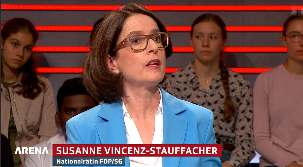 Susanne Vincenz-Stauffacher in der SRF Arena vom 16. September 2023