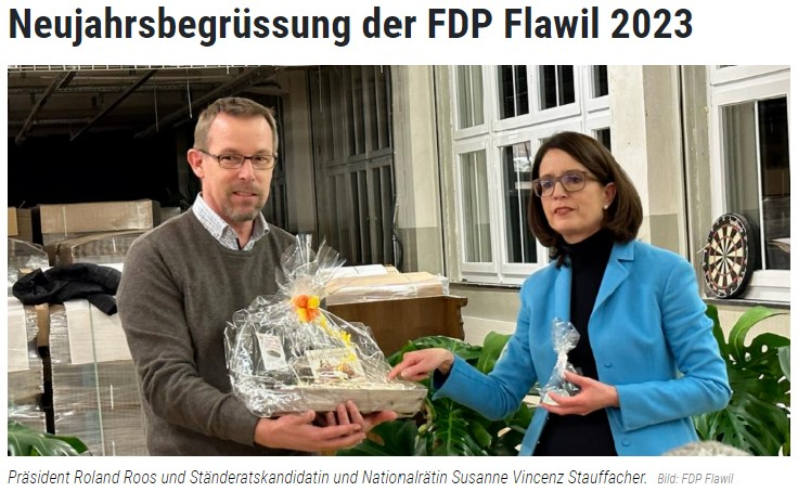 Susanne Vincenz-Stauffacher am Neujahrsbegrüssung der FDP Flawil