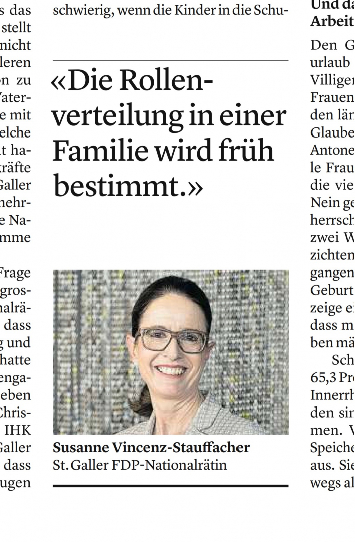 Susanne Vincenz-Stauffacher äussert sich zum "Nein" zum Vaterschaftsurlaub im Kanton St. Gallen